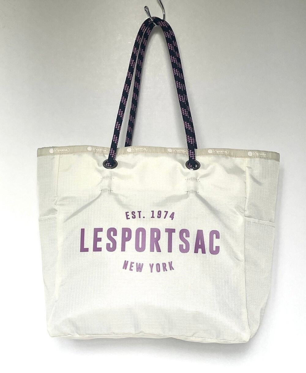 LeSportsac Reversible Small Tote White Blue Ripstop Nylon